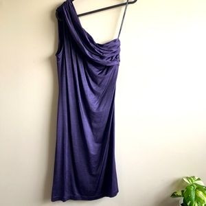 Andrew Marc purple one shoulder midi one shoulder dress size 6